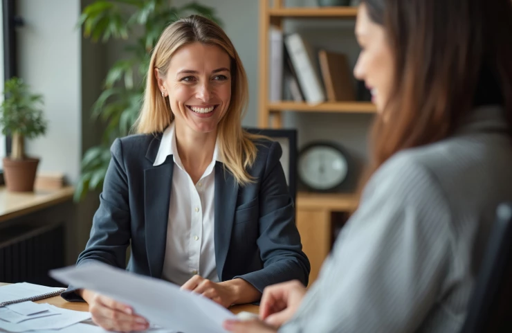 Group benefits consultant and client discussing renewal